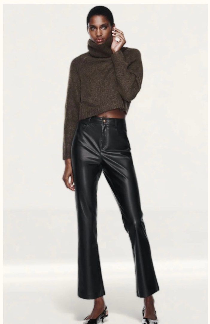 Leather look trousers zara clearance