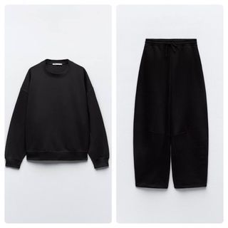 Zara oversized Interlock Plushie Set Coordinates  sweater and Tapered Wide leg Trouser