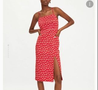 Zara Red Floral Midi Dress