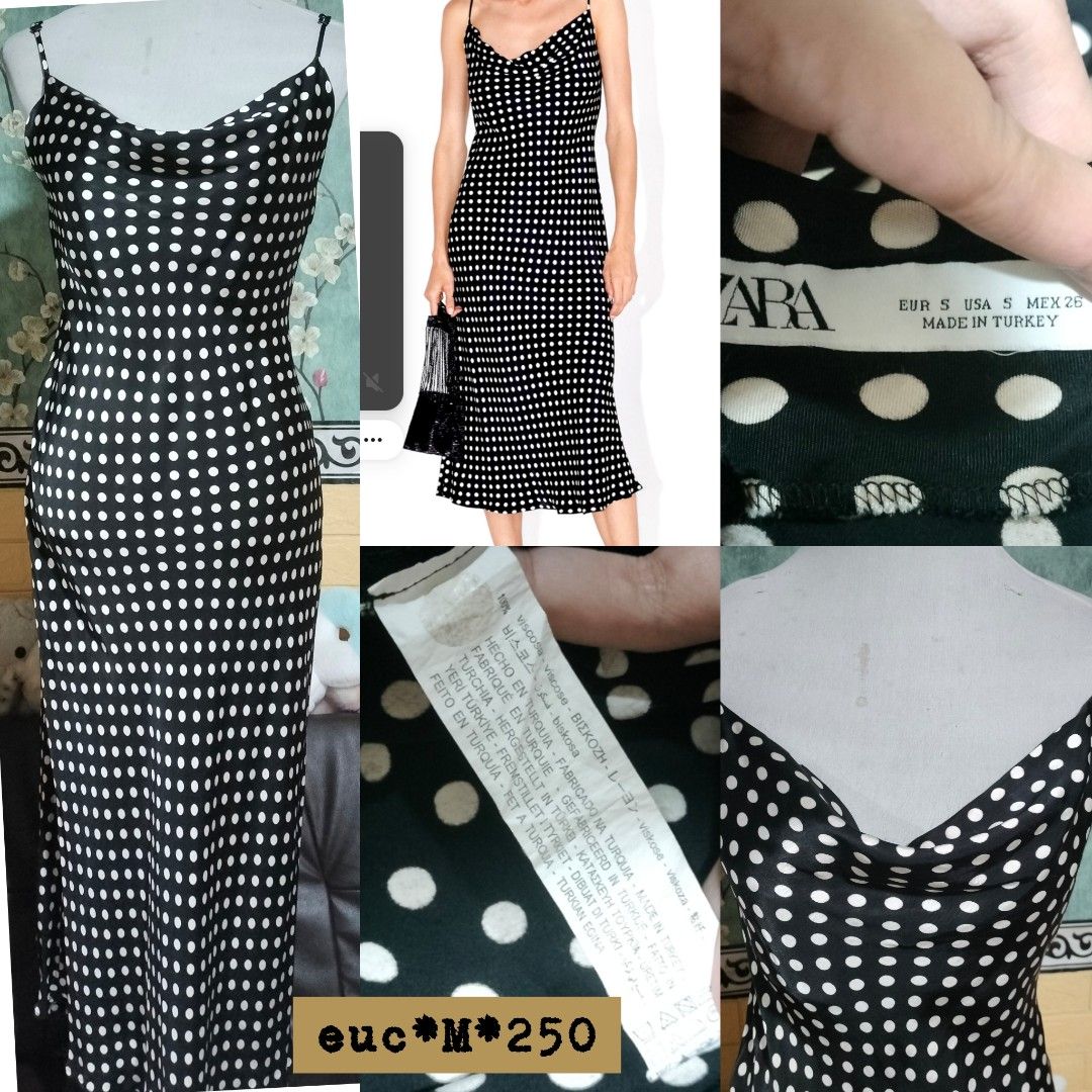 Zara polka dot cowl neck dress sale