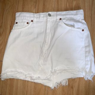 Zara tattered white mini skirt