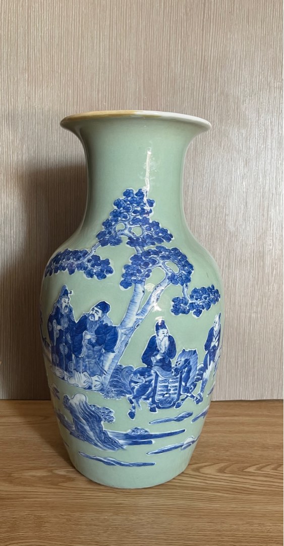 中国 青花人物図瓶　u6230904 中国 青花人物図瓶 u6230904