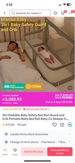 3in1 Foldable Baby Safety Bed Rail Guard and Crib Portable Baby Bed Rail Baby Co Sleeper Crib Baby Co Sleeper Bassinet