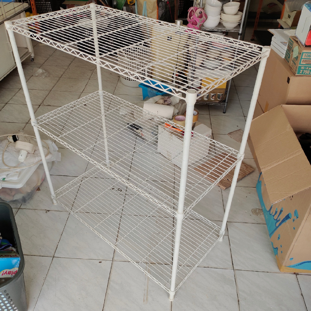 3-Tier Steel Wire Shelves / Rak Kawat Besi 3-Tingkat 90cm x 45cm,T ...