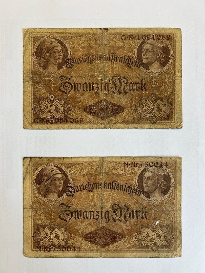德國百年老紙馬克紙幣💵 19世紀古錢流通貨幣每張, 興趣及遊戲, 收藏品及紀念品, 錢幣- Carousell