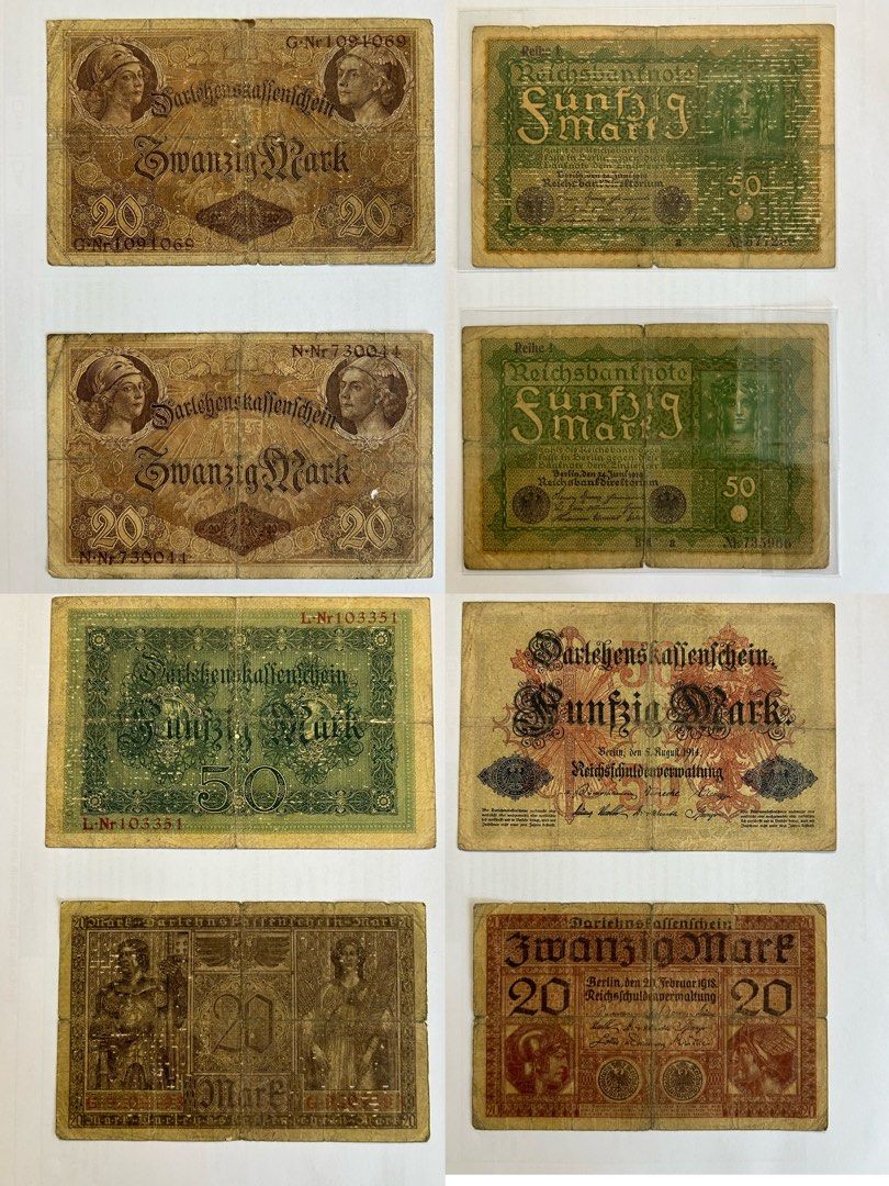 德國百年老紙馬克紙幣💵 19世紀古錢流通貨幣每張, 興趣及遊戲, 收藏品及紀念品, 錢幣- Carousell