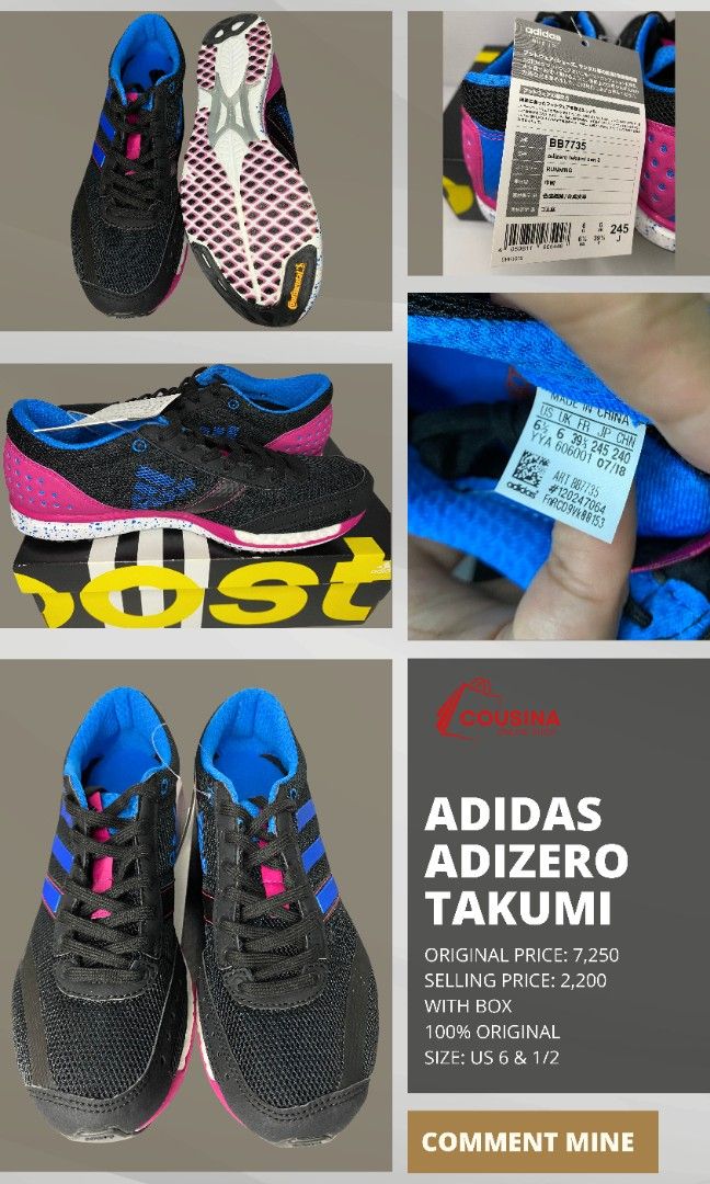 ADIDAS Adizero Takumi (Category: Sneakers) located in Makati City. Submitted by cousina (Listing ID 1308371189, Image 1). Description: 100% Authentic / Original Original Price in the market: ₱7,250.