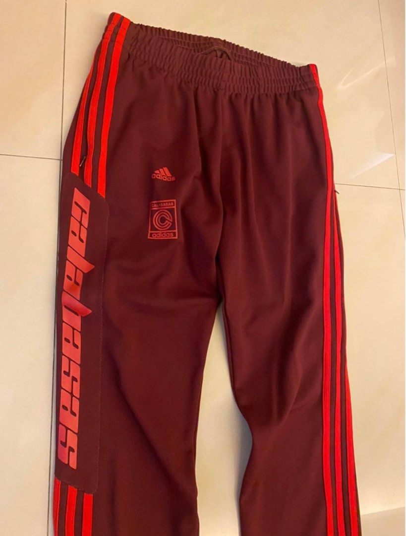 Adidas Yeezy Calabasas Track Pants Maroon Men s Fashion Bottoms Joggers on Carousell