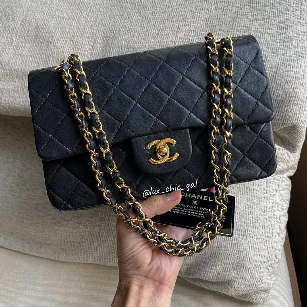 AUTHENTIC CHANEL Small 9 Classic Flap Bag 24k Gold Hardware Luxury Bags Wallets on Carousell