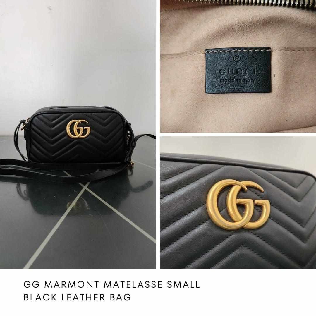 AUTHENTIC GG MARMONT MATELASSE SMALL BLACK LEATHER BAG