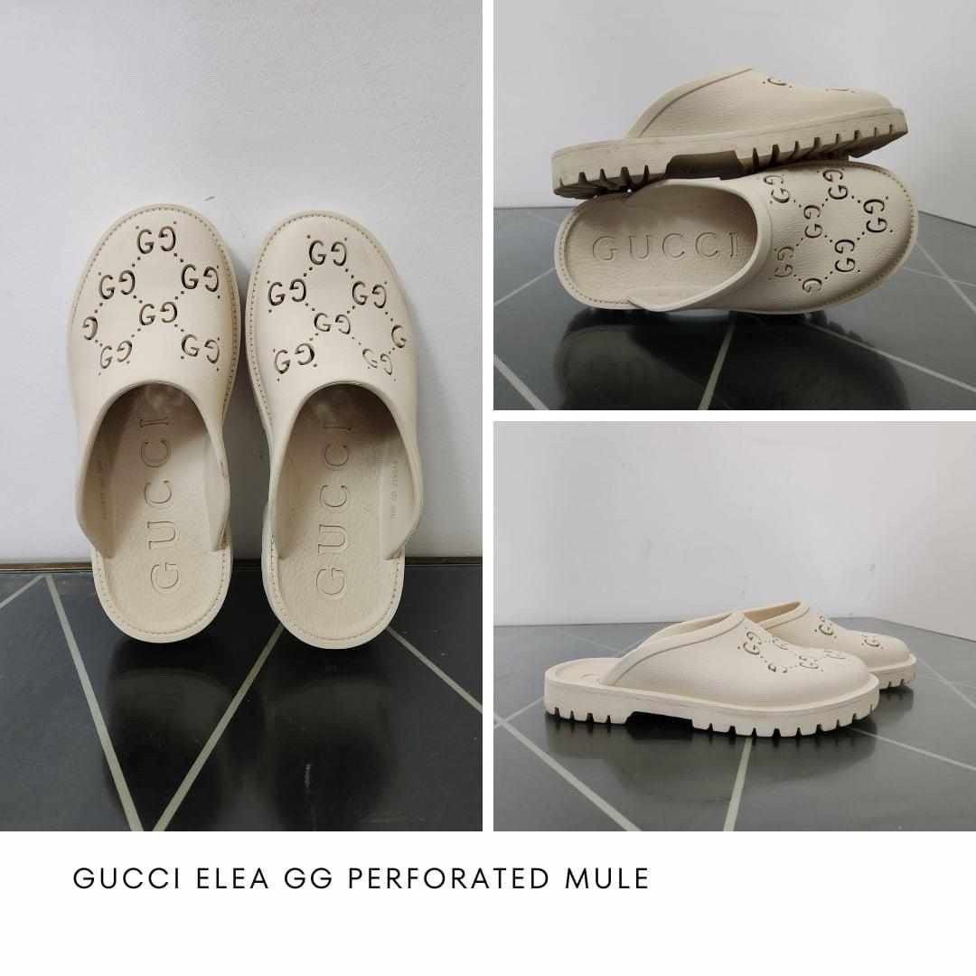 AUTHENTIC GUCCI ELEA GG PERFORATED MULE Men s Fashion Footwear Slippers Slides on Carousell