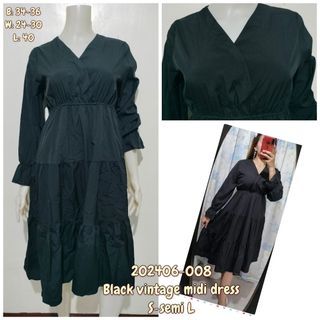 Black vintage midi dress