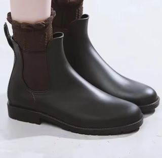 Brown Chelsea Rain Boots, Size 42 Euro/ 9US Men's, Unisex