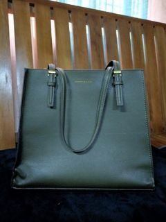 Charles&Keith Sansa Tote Bag-Dark Moss