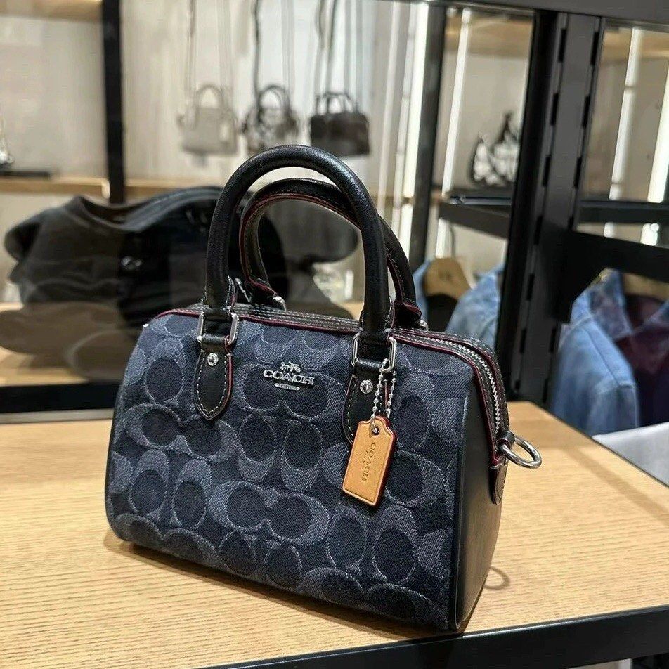 Coach Rowan denim Boston bag slingbag Women s Fashion Bags Wallets Cross body Bags on Carousell