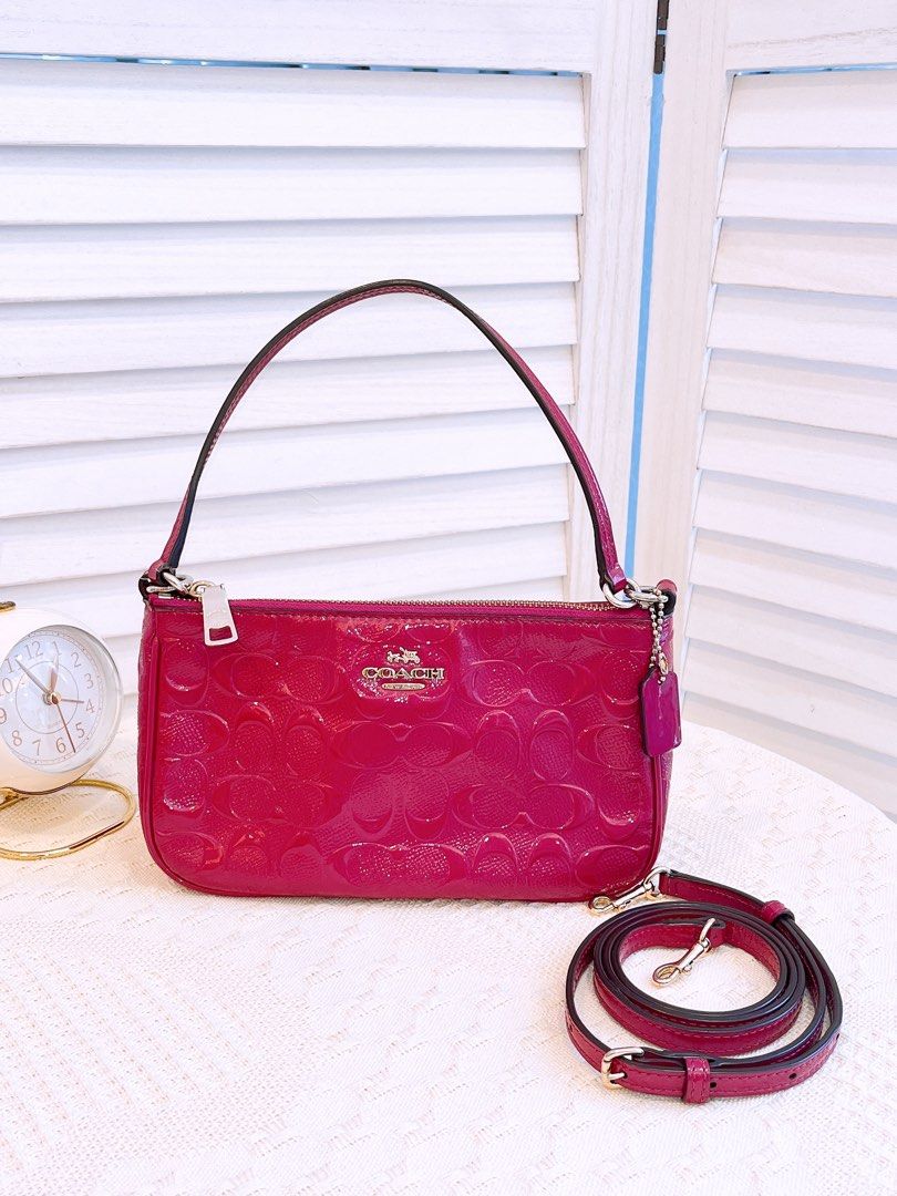 Coach top handle pouch in signature leather on sale