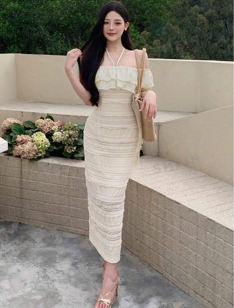 cream maxi bodycon dress Gratuita Long Sleeve Rib Maxi Dress | Cream | Womens main image 0
