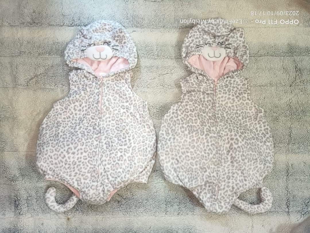 EZEFINDS Carters Little Kitty Cat Leopard Animal Pink Gray Milestone Costume Babies Kids Babies Kids Fashion on Carousell