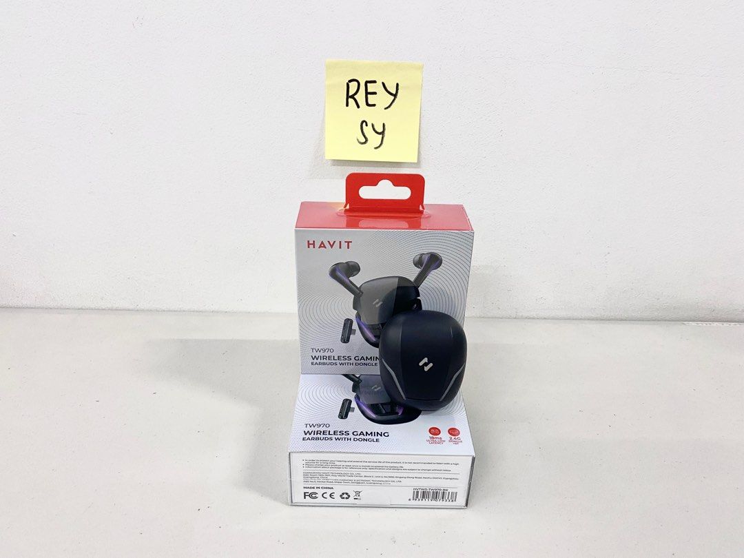 Havit Neo TW970: True Wireless Stereo Gaming Earbuds (Category: Earphones) located in Manila. Submitted by reysyzz (Listing ID 1308465701, Image 1). Description: Havit Neo TW970: True Wireless Stereo Gaming Earbuds Condition: Brand New Color/s: Black Specifications: * Wireless Version: V5.3 * Working Range via Wireless mode: 10m (without obstacles) * Working Range via 2.4G Dongle mode: 6m (without obstacles) * Earbuds Battery: 45mAh * Charging Ca