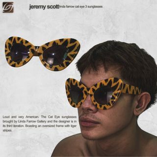 Jeremy Scott and Linda Farrow Tiger Stripes Cat Eye 3 Sunglasses