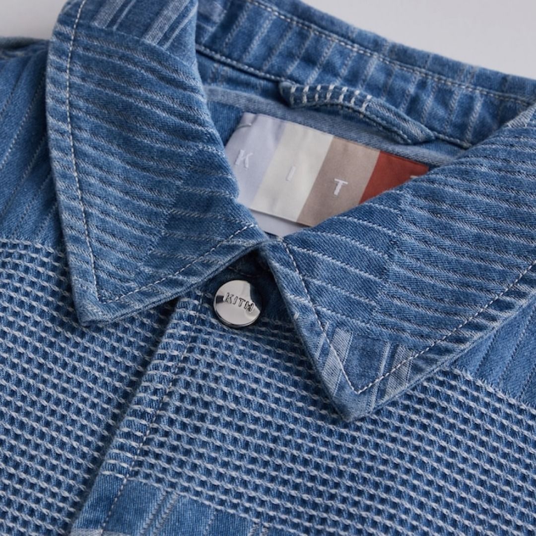Kith Japanese Indigo Jacquard Coaches Jacket Denim Blue, Men's