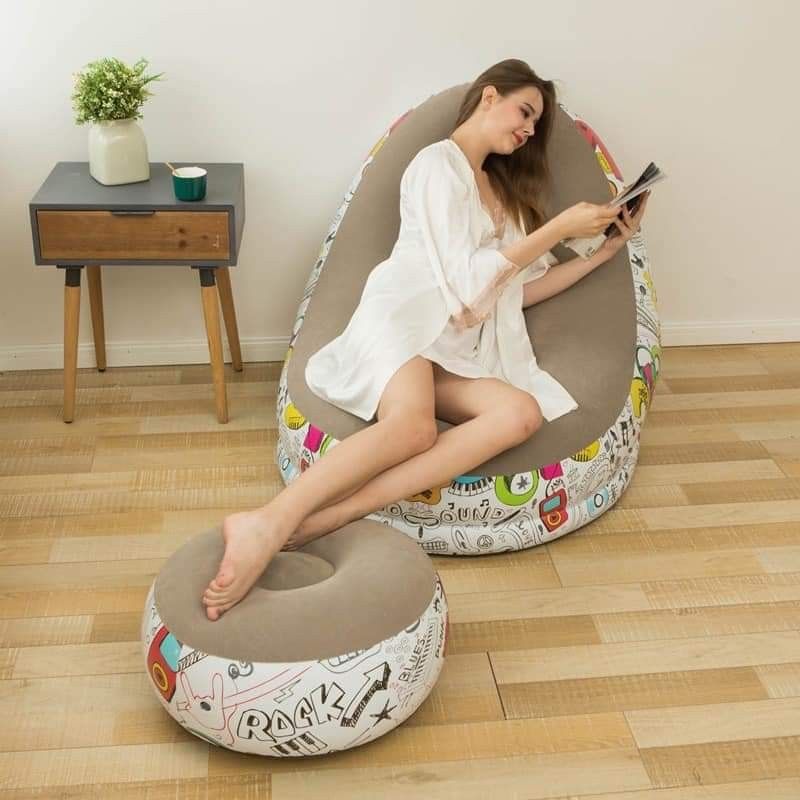 Lazy Sofa Inflatable (Category: Sofas) located in Mandaluyong City. Submitted by shopmla (Listing ID 1308386273, Image 2). Description: Lazy Sofa Inflatable Php 899. Sofa with Pedal Single Inflatable Beanbag Sofa with Free Air Pump Sf applies Gcash Bpi family.