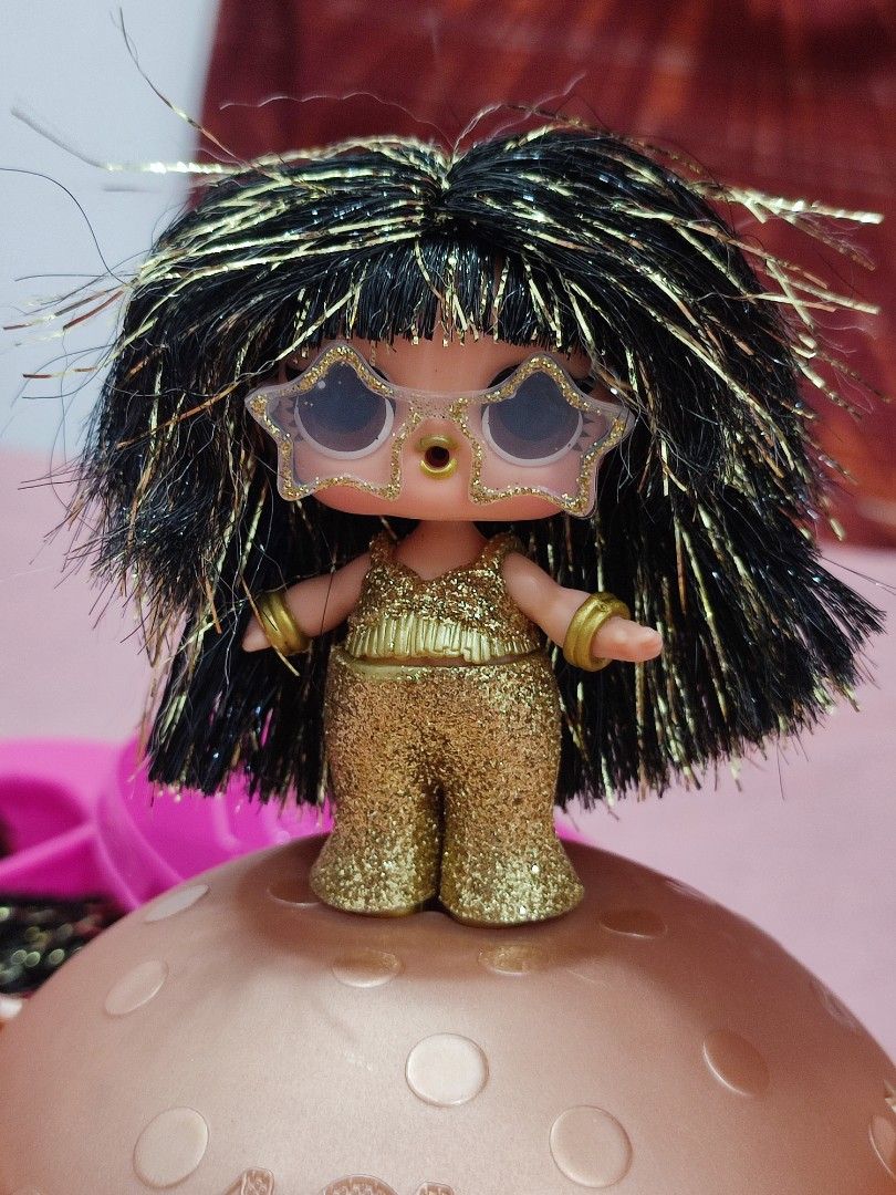 LOL Surprise Disco Queen Gold and Black Bling Hairvibes Doll Figurine