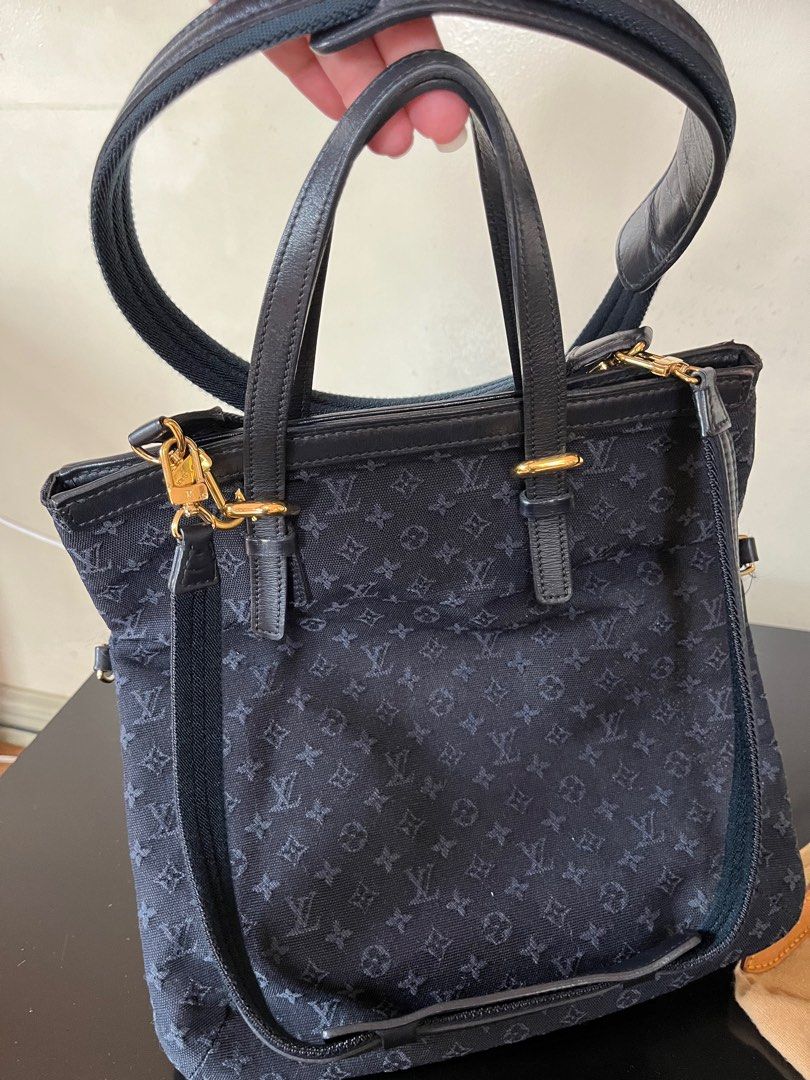Louis Vuitton (Category: Luxury Bags & Wallets) located in Marikina City. Submitted by jyzsy (Listing ID 1308314548, Image 1). Description: 3-way Rare LV denim bag. With 2 LV marked straps. Super chic, rugged. See all pictures. With flaw- small stiches on side.
