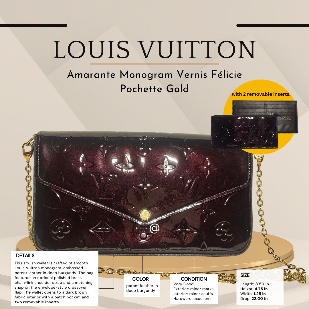 Louis Vuitton Amarante Vernis Pochette Felicie Chain Wallet M61267 cross body bag