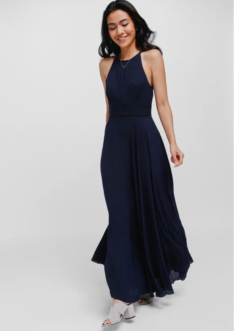 Love Bonito Bautrice Mesh Maxi Dress Navy