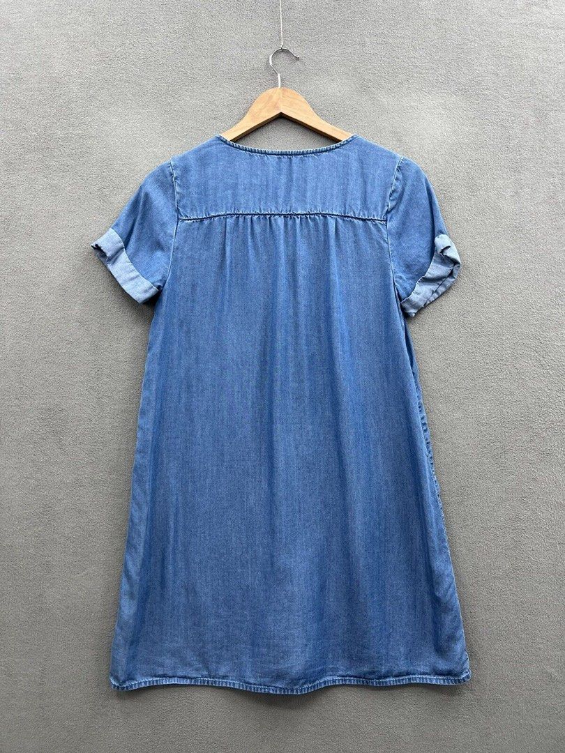Lucky Brand Chambray Lace Up Blue Dress