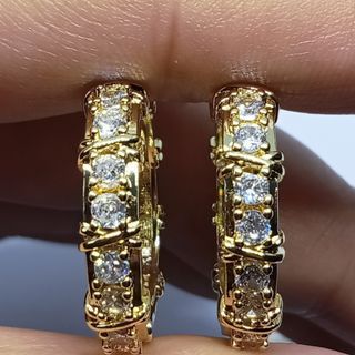 Moissanite Loop Earrings. 18K gold plated.