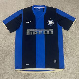 NIKE INTER MILAN FC 2008-09 HOME KIT FOOTBALL JERSEY, ADRIANO ON BACK