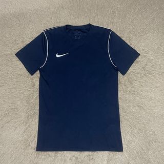 NIKE NAVY BLUE JERSEY SHIRT WHITE CONTRAST PIPING DESIGN FROM SHOULDER TO ARMPIT