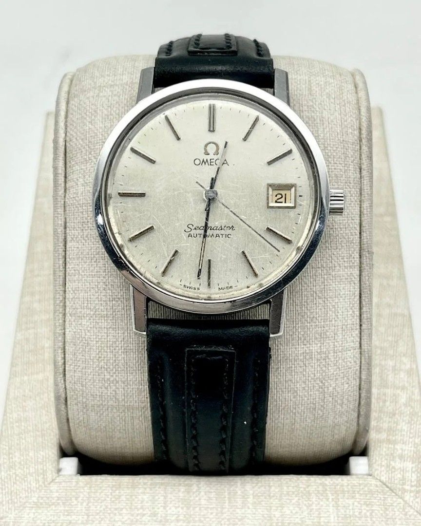 Omega Seamaster Date Silver Dial Leather Strap (Category: Luxury Watches) located in Manila. Submitted by _classicwatchcollection (Listing ID 1308362263, Image 1). Description: FS: Omega Seamaster Date Silver Dial Leather Strap Php: 40,000 Condition: 9/10 (Goodworking) Movement: Automatic Case size: 35mm Swiss Made Unit only. Pm or Contact 09063027061 for inquiries..