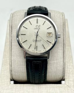 Omega Seamaster Date Silver Dial Leather Strap
