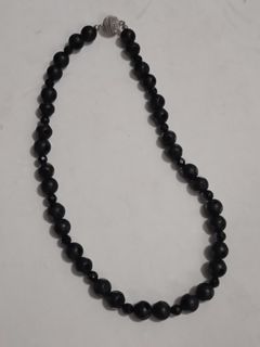 Onyx and glass necklace , unique , 18 inch