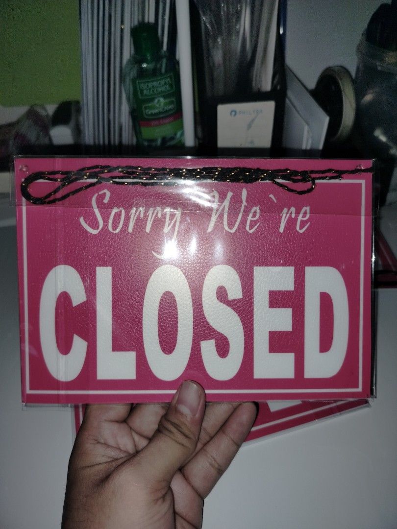 Open Close Signage Booth Open Close Signage Modern Laminated Top Sintra Board Signage, Furniture ...