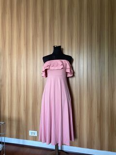 Pink off-shoulder ruffle dress