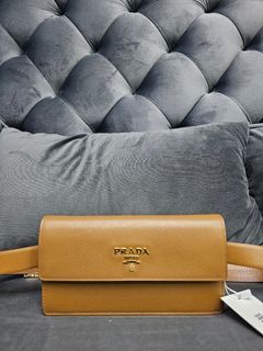 Prada 1CC411 Belt Bag in Caramel Saffiano Leather