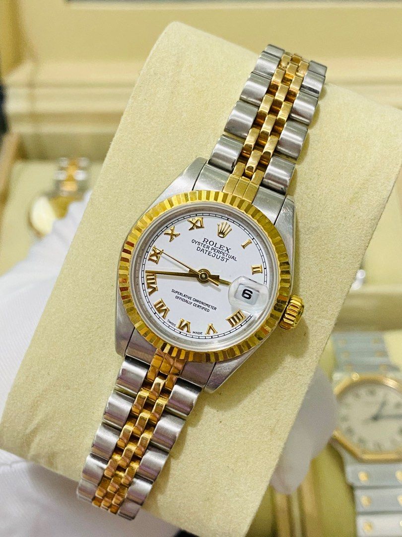 Rolex Oyster Perpetual Datejust Original (Category: Luxury Watches) located in Quezon City. Submitted by clicksmileph (Listing ID 1308361021, Image 3). Description: Rolex Datejust OP 245,000 Php ORIGINAL Box & Manual White Dial / Roman Numeral Digits Automatic Movement 2 tone -18k (Gold) & Stainless Rating: 9/10 Size: 26mm Rolex Box: Yes Rolex Original Manual: Yes One of the Best investment and Gift for your love ones. Open for Lay-away for 3 mon