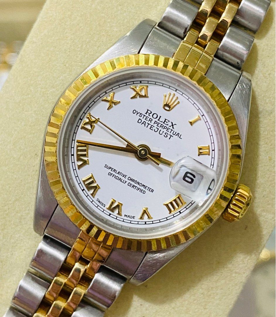Rolex Oyster Perpetual Datejust Original (Category: Luxury Watches) located in Quezon City. Submitted by clicksmileph (Listing ID 1308361021, Image 2). Description: Rolex Datejust OP 245,000 Php ORIGINAL Box & Manual White Dial / Roman Numeral Digits Automatic Movement 2 tone -18k (Gold) & Stainless Rating: 9/10 Size: 26mm Rolex Box: Yes Rolex Original Manual: Yes One of the Best investment and Gift for your love ones. Open for Lay-away for 3 mon