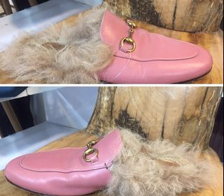 Gucci fur mules sale discount