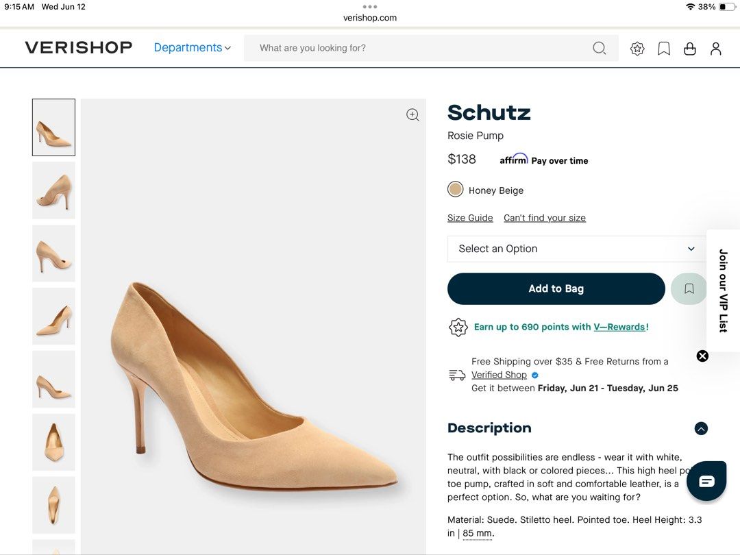 SCHUTZ Rosie Nude suede pumps heels shoes US size 6