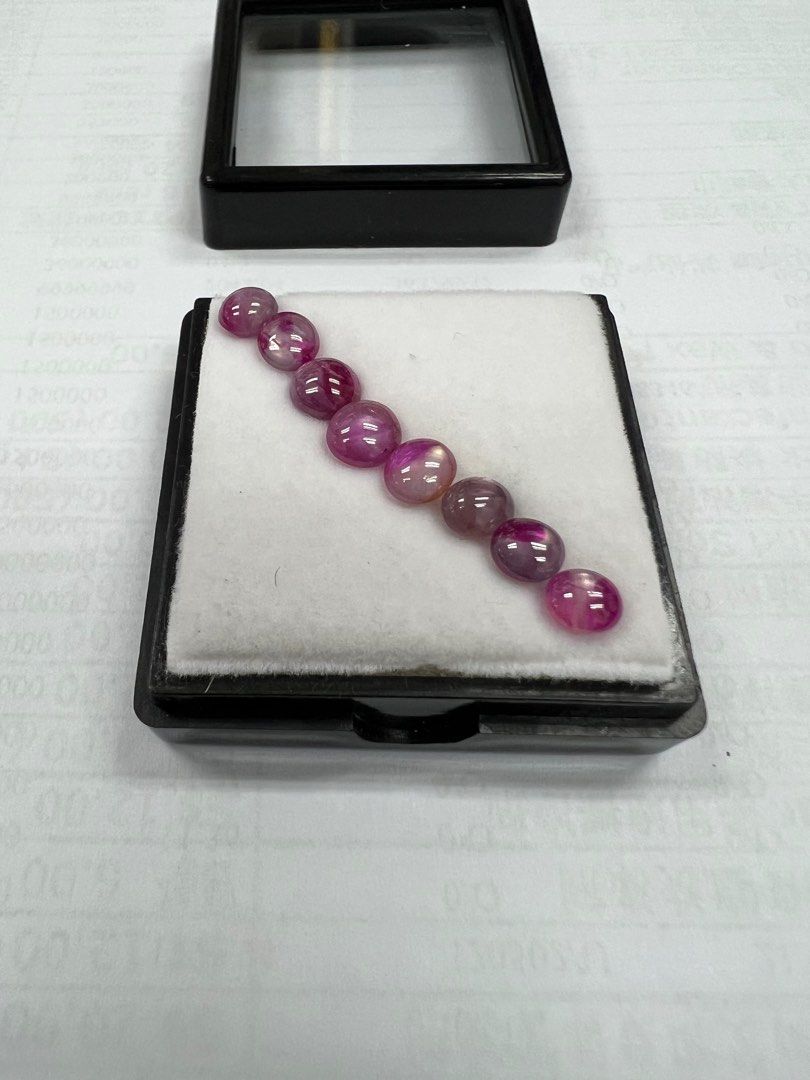 Star Ruby (Category: Precious Stones) located in Singapore. Submitted by allen.ng.5811 (Listing ID 1308322587, Image 3). Description: 2024 5th Package, item 3 Star Ruby 8 pieces, 7.60 carats Star Ruby gemstones are revered not only for their aesthetic appeal but also for their metaphysical properties and healing benefits. They are believed to be stones of passion, courage, and protection, helping to energize the body, mind, and spirit and ward of