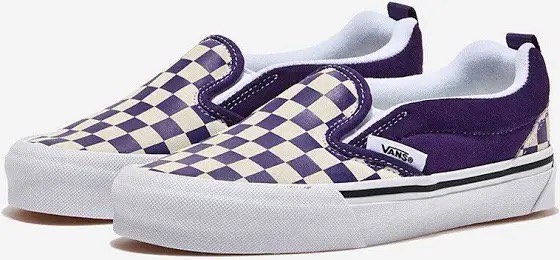 Dark purple checkered vans outlet