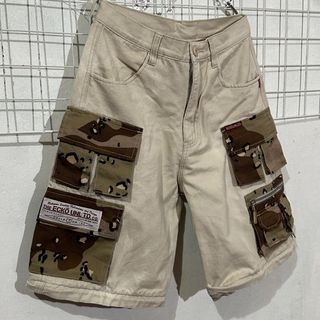vintage ecko unlmtd light khaki/camou multi pocket cargo shorts