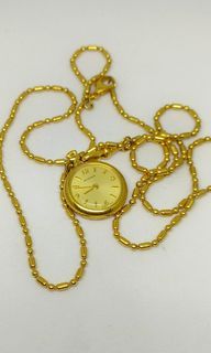 Vintage Gold BUTCHERER Watch Pendant with Heart Design at the Back