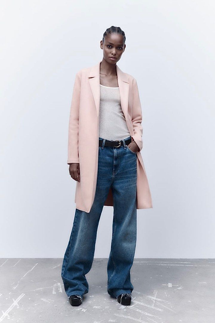 Zara pink suede trench coat new arrivals