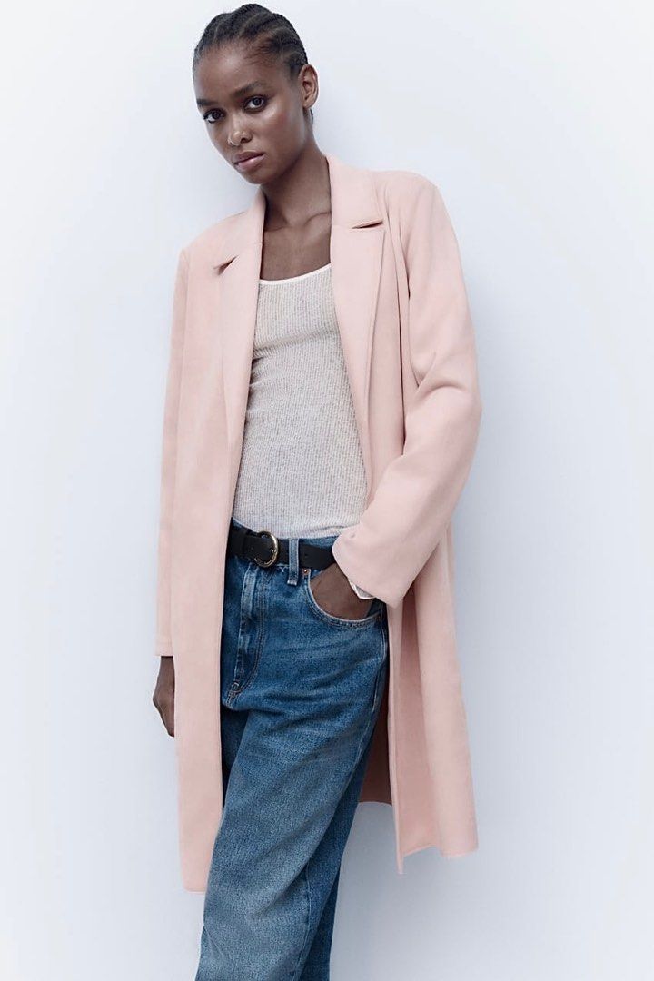 ZARA Pink Suede Trench Jacket Women s Fashion Coats Jackets and Outerwear on Carousell